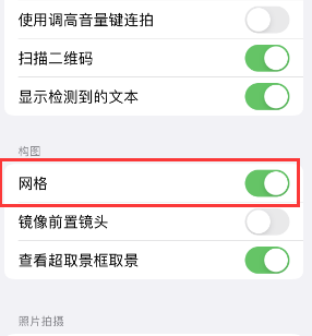 扶风苹果手机维修网点分享iPhone如何开启九宫格构图功能