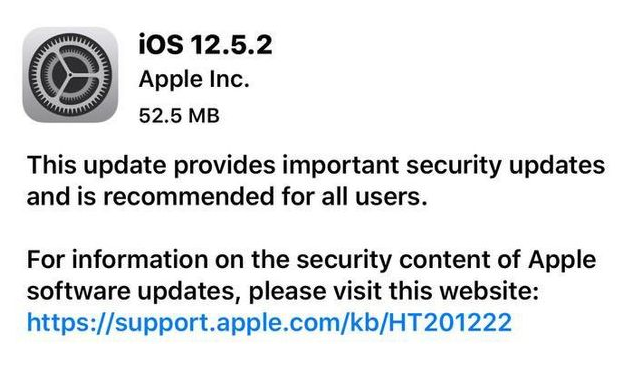 扶风苹果手机维修分享iOS12.5.2发布，建议所有老苹果用户安装 